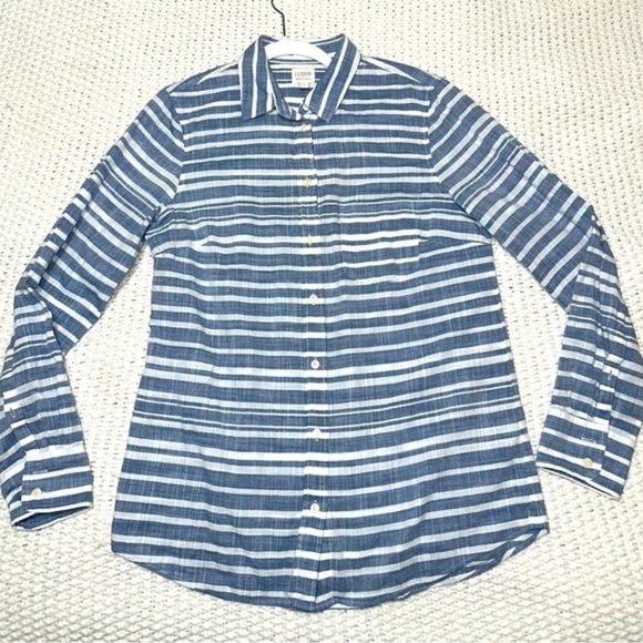 J Crew Womens Perfect Shirt Striped Button Down Shirt Size M - Picture 2 of 8